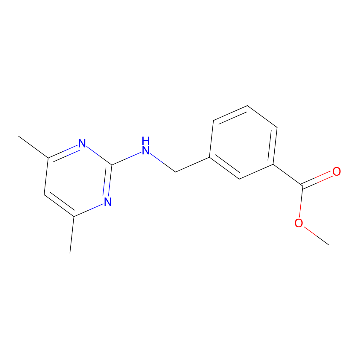 Methyl 3-{[(4,6-dimethylpyrimidin-2-yl)amino]methyl}benzoate molecular structure, CAS 2639415-27-1