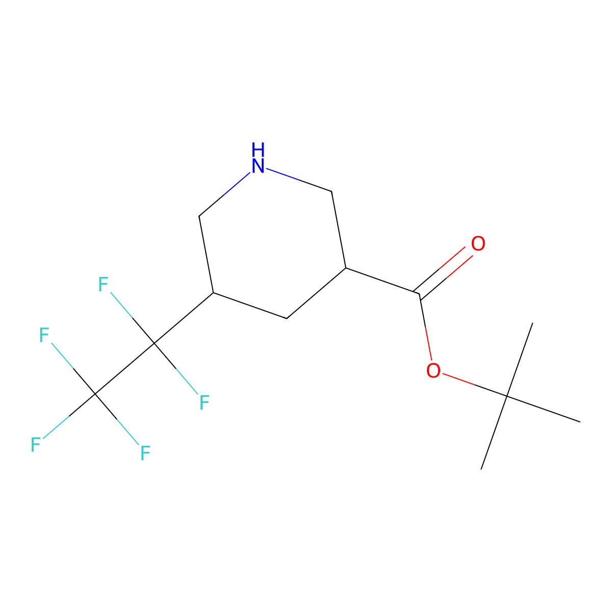 Tert-butyl 5-(1,1,2,2,2-pentafluoroethyl)piperidine-3-carboxylate molecular structure, CAS 2639415-37-3