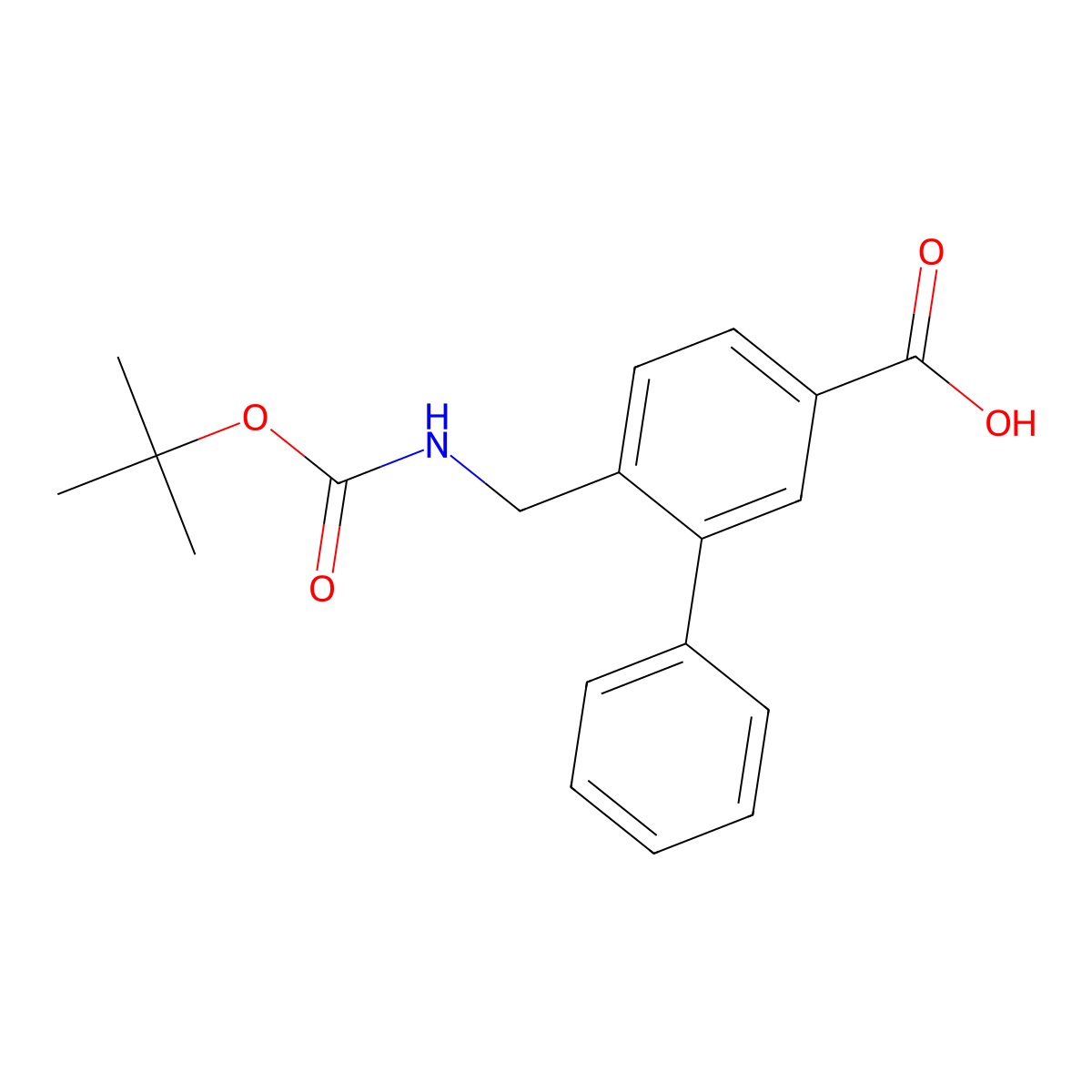 4-({[(Tert-butoxy)carbonyl]amino}methyl)-3-phenylbenzoic acid molecular structure, CAS 2639415-42-0