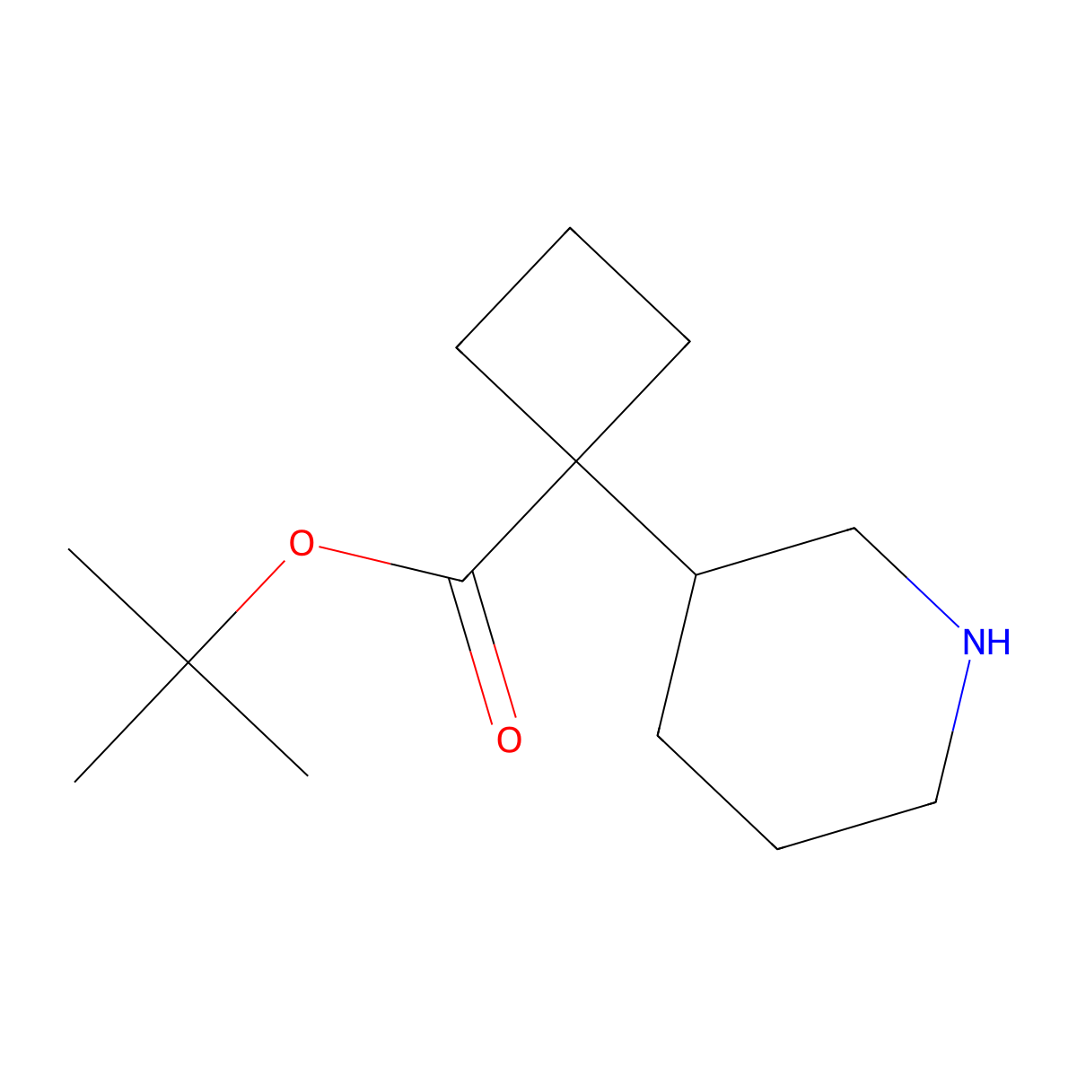 Tert-butyl 1-(piperidin-3-yl)cyclobutane-1-carboxylate molecular structure, CAS 2639415-46-4