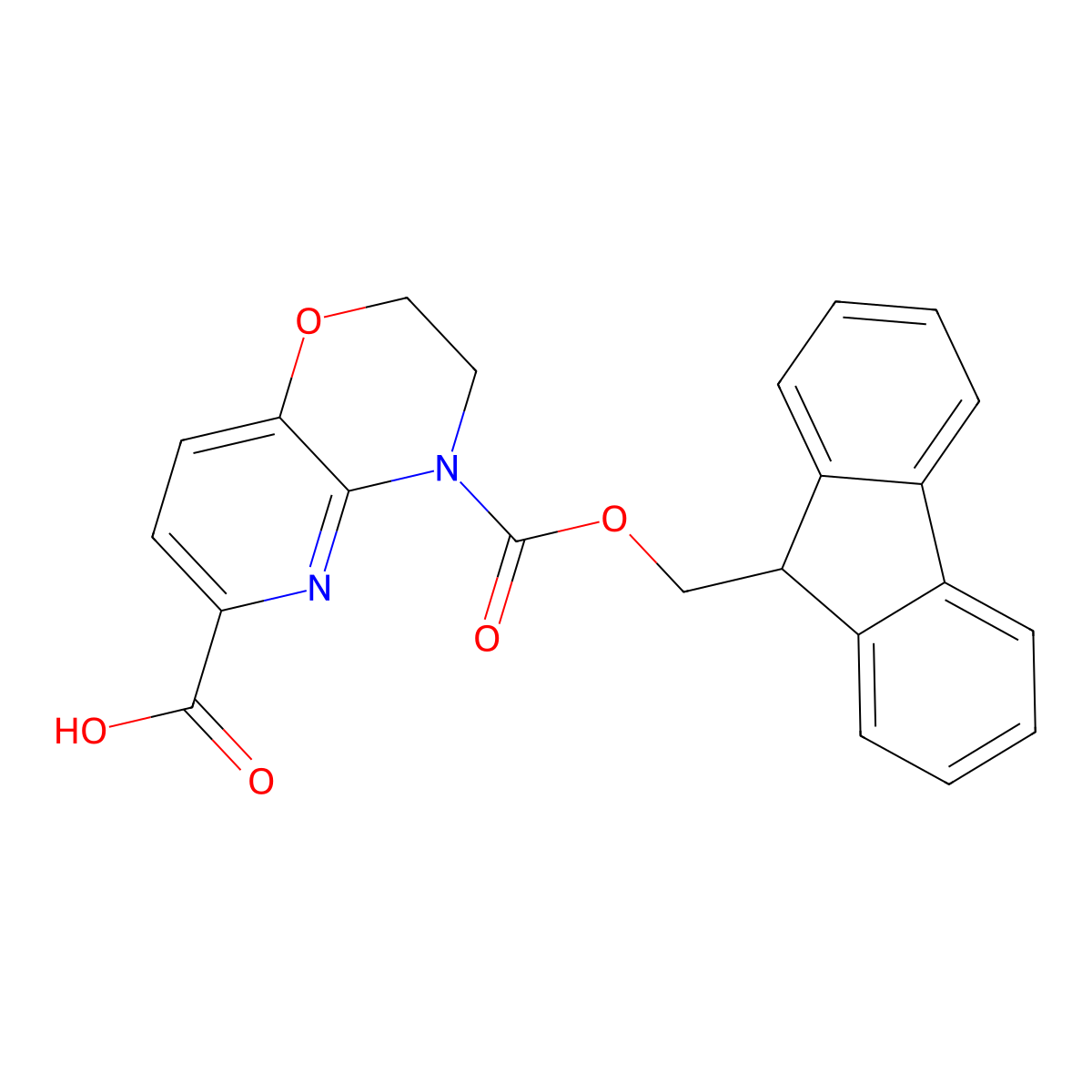 4-{[(9H-fluoren-9-yl)methoxy]carbonyl}-2H,3H,4H-pyrido[3,2-b][1,4]oxazine-6-carboxylic acid molecular structure, CAS 2639415-53-3