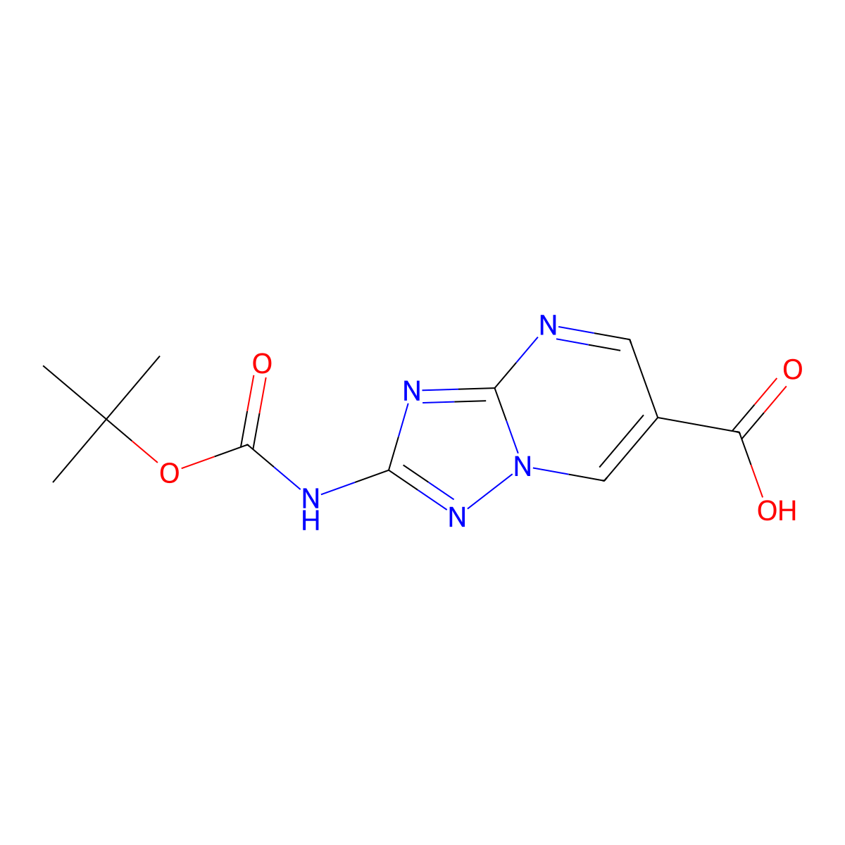 2-{[(Tert-butoxy)carbonyl]amino}-[1,2,4]triazolo[1,5-a]pyrimidine-6-carboxylic acid molecular structure, CAS 2639415-58-8
