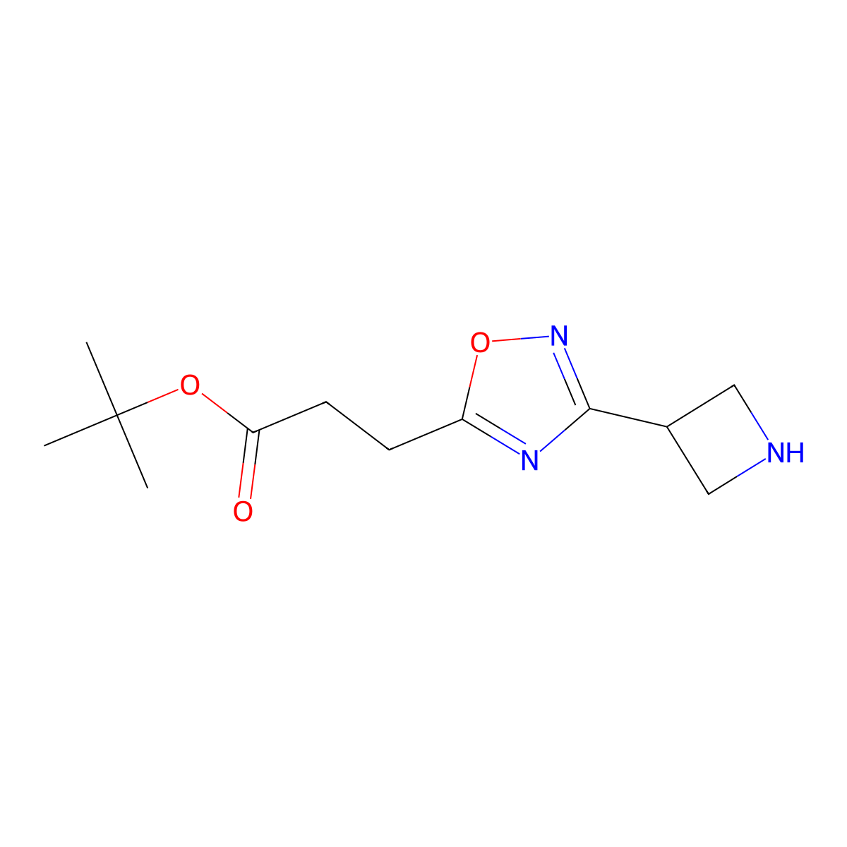 Tert-butyl 3-[3-(azetidin-3-yl)-1,2,4-oxadiazol-5-yl]propanoate molecular structure, CAS 2639415-60-2