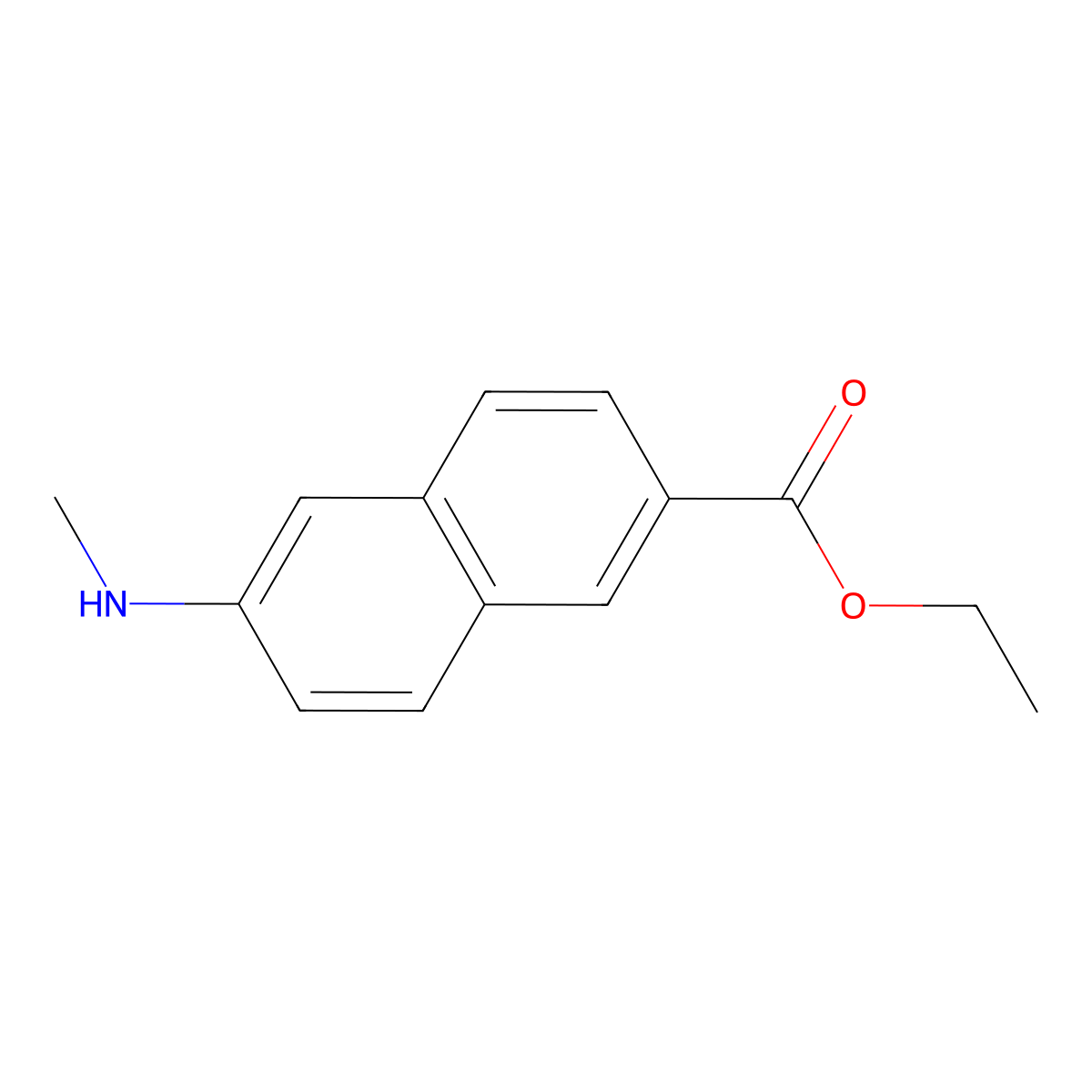 Ethyl 6-(methylamino)naphthalene-2-carboxylate molecular structure, CAS 2639415-63-5