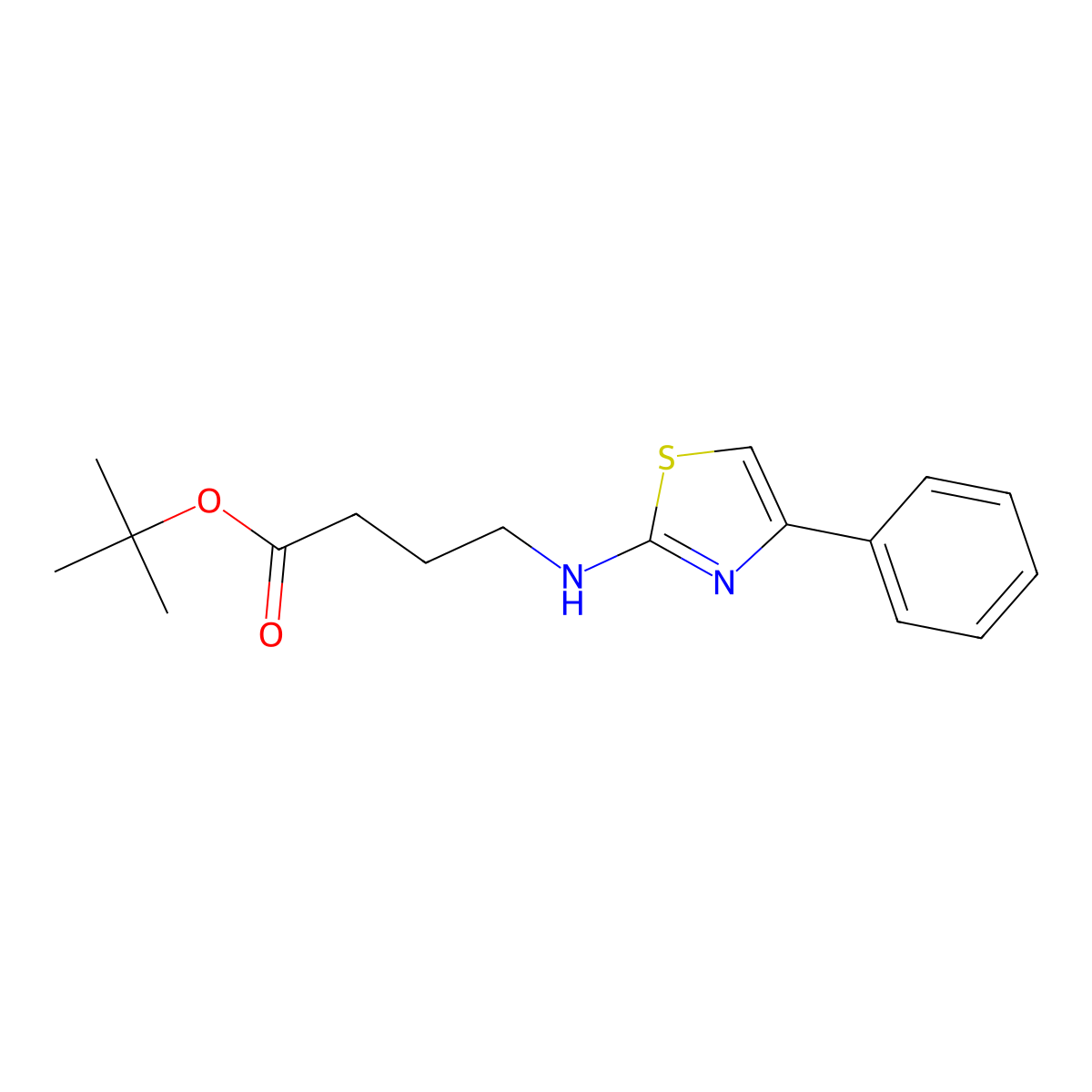 Tert-butyl 4-[(4-phenyl-1,3-thiazol-2-yl)amino]butanoate molecular structure, CAS 2639415-74-8