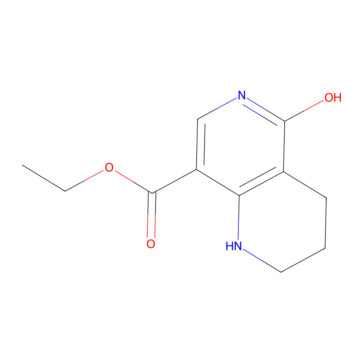 Ethyl 5-hydroxy-1,2,3,4-tetrahydro-1,6-naphthyridine-8-carboxylate molecular structure, CAS 2639415-91-9