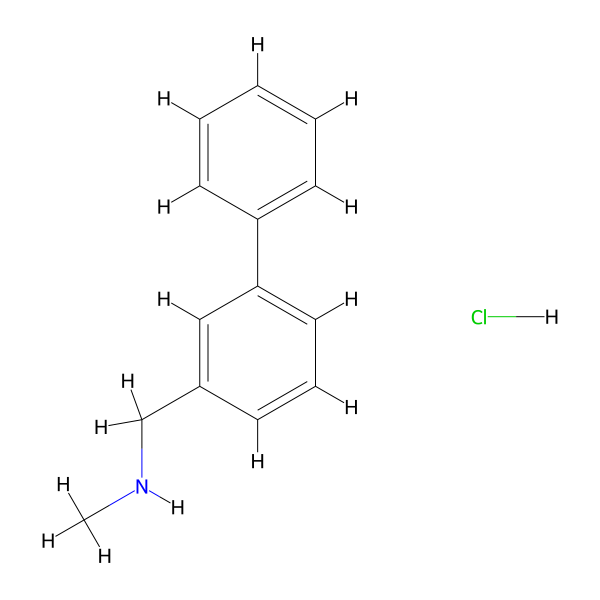 ({[1,1'-Biphenyl]-3-yl}methyl)(methyl)amine hydrochloride molecular structure, CAS 2639415-97-5