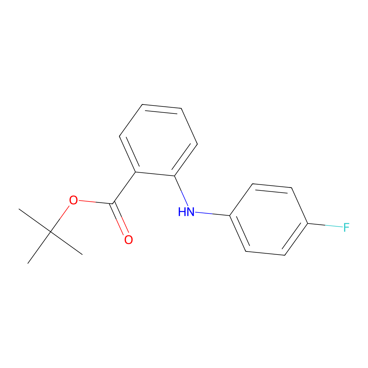Tert-butyl 2-[(4-fluorophenyl)amino]benzoate molecular structure, CAS 2639416-03-6
