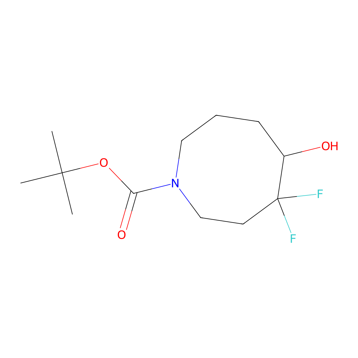Tert-butyl 4,4-difluoro-5-hydroxyazocane-1-carboxylate molecular structure, CAS 2639416-05-8