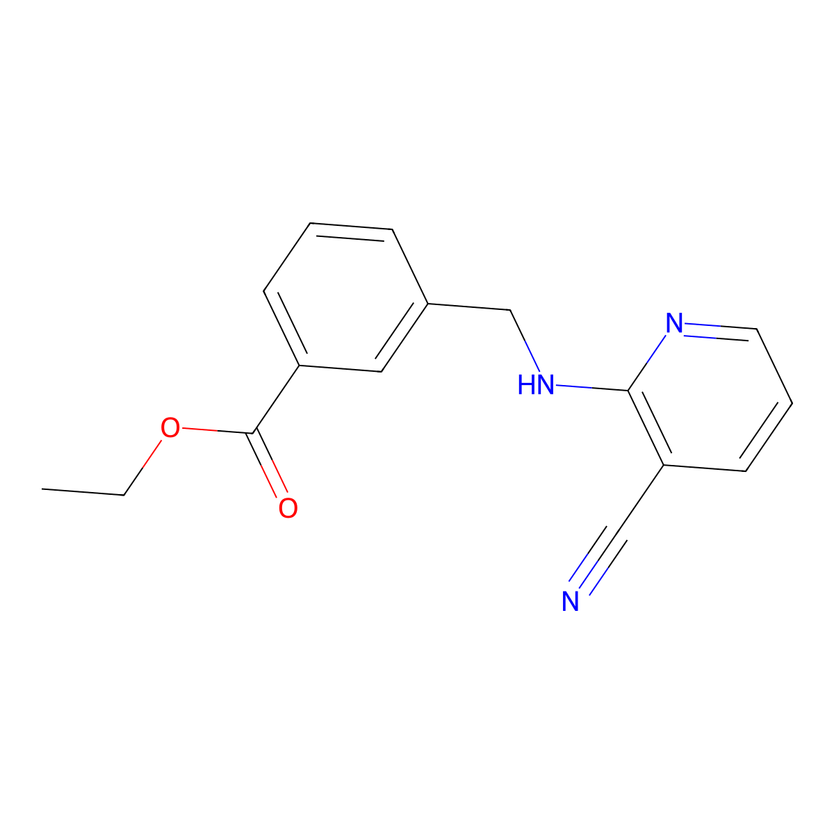 Ethyl 3-{[(3-cyanopyridin-2-yl)amino]methyl}benzoate molecular structure, CAS 2639416-08-1