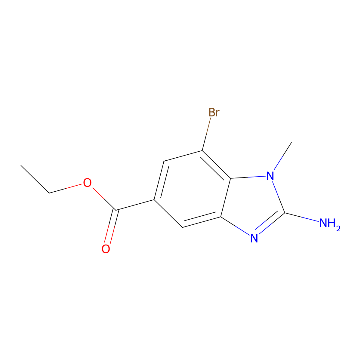 ethyl 2-amino-7-bromo-1-methyl-1H-1,3-benzodiazole-5-carboxylate molecular structure, CAS 2639416-11-6