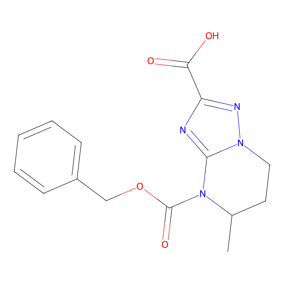 4-[(benzyloxy)carbonyl]-5-methyl-4H,5H,6H,7H-[1,2,4]triazolo[1,5-a]pyrimidine-2-carboxylic acid molecular structure, CAS 2639416-13-8