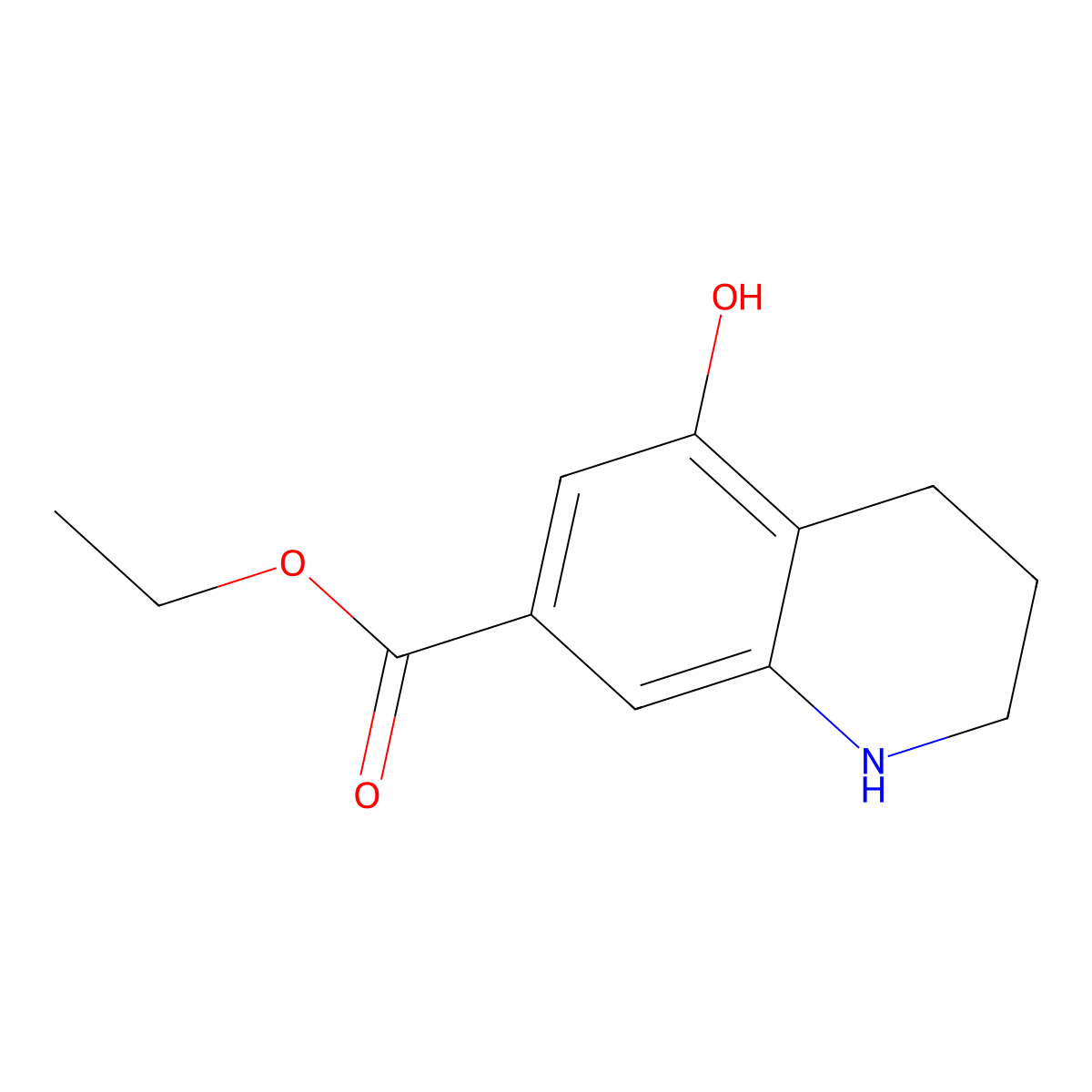 Ethyl 5-hydroxy-1,2,3,4-tetrahydroquinoline-7-carboxylate molecular structure, CAS 2639416-17-2