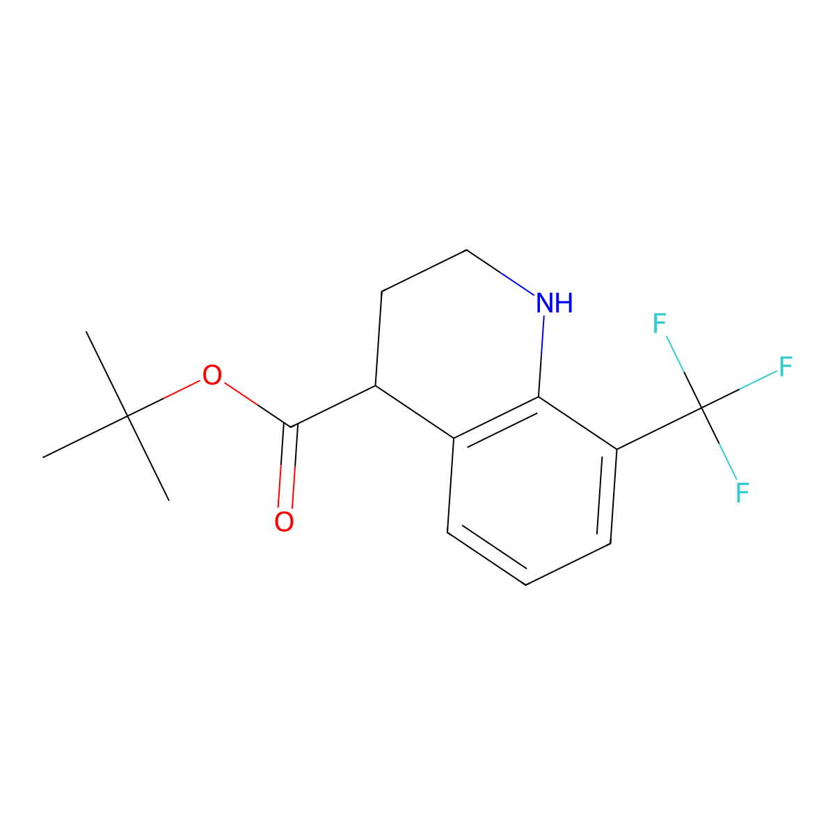 Tert-butyl 8-(trifluoromethyl)-1,2,3,4-tetrahydroquinoline-4-carboxylate molecular structure, CAS 2639416-26-3