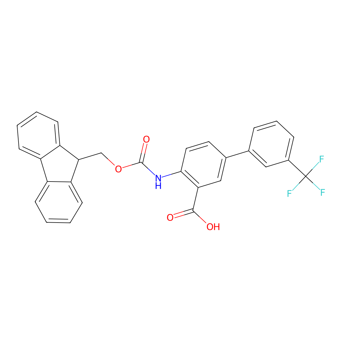 4-({[(9H-fluoren-9-yl)methoxy]carbonyl}amino)-3'-(trifluoromethyl)-[1,1'-biphenyl]-3-carboxylic acid molecular structure, CAS 2639416-30-9