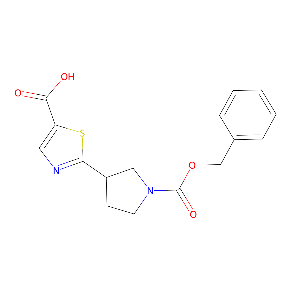 2-{1-[(Benzyloxy)carbonyl]pyrrolidin-3-yl}-1,3-thiazole-5-carboxylic acid molecular structure, CAS 2639416-33-2
