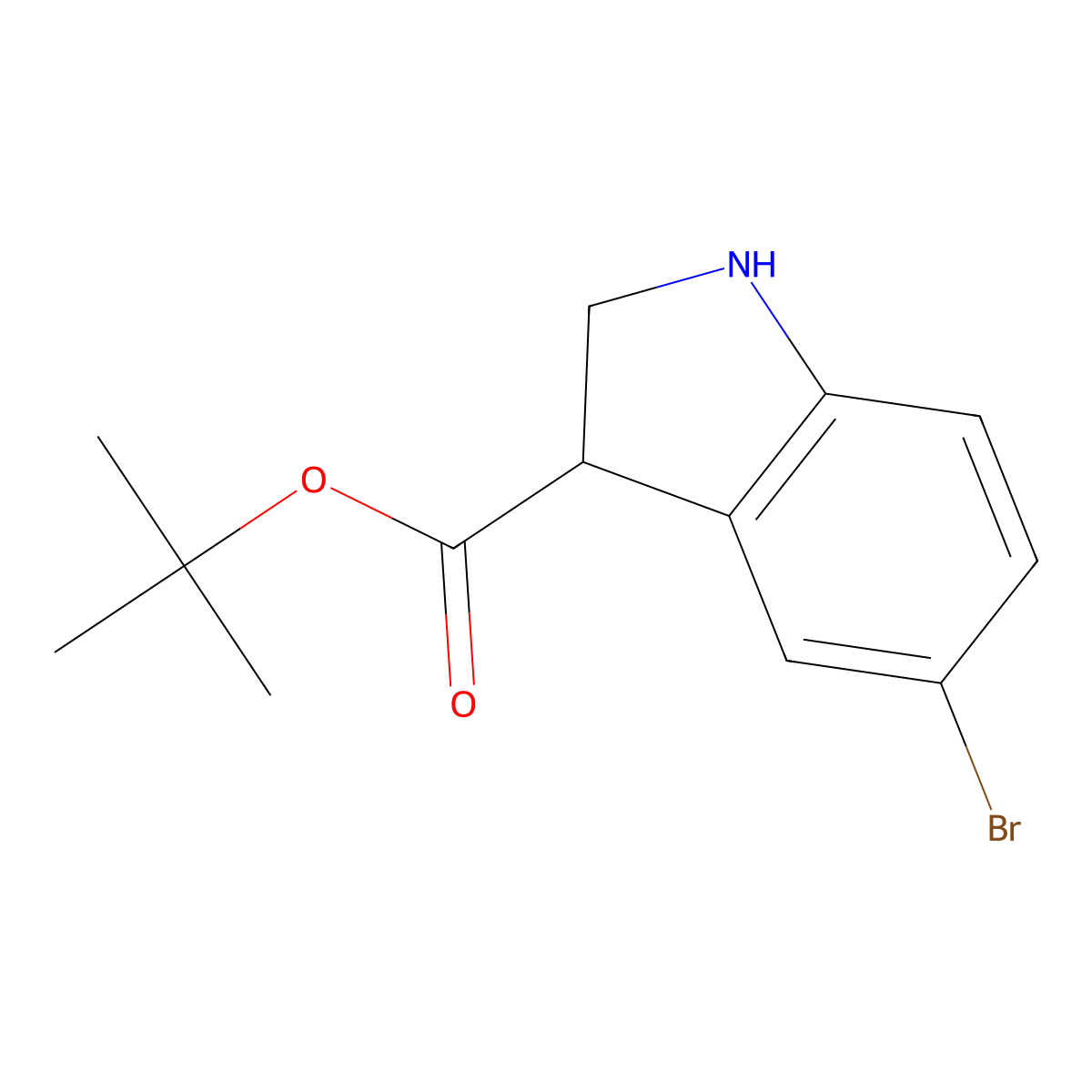 tert-butyl 5-bromo-2,3-dihydro-1H-indole-3-carboxylate molecular structure, CAS 2639416-34-3