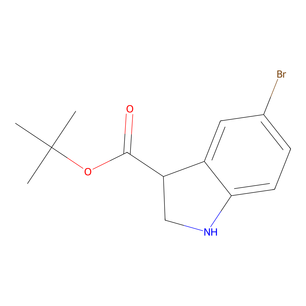 tert-butyl 5-bromo-2,3-dihydro-1H-indole-3-carboxylate molecular structure, CAS 2639416-34-3
