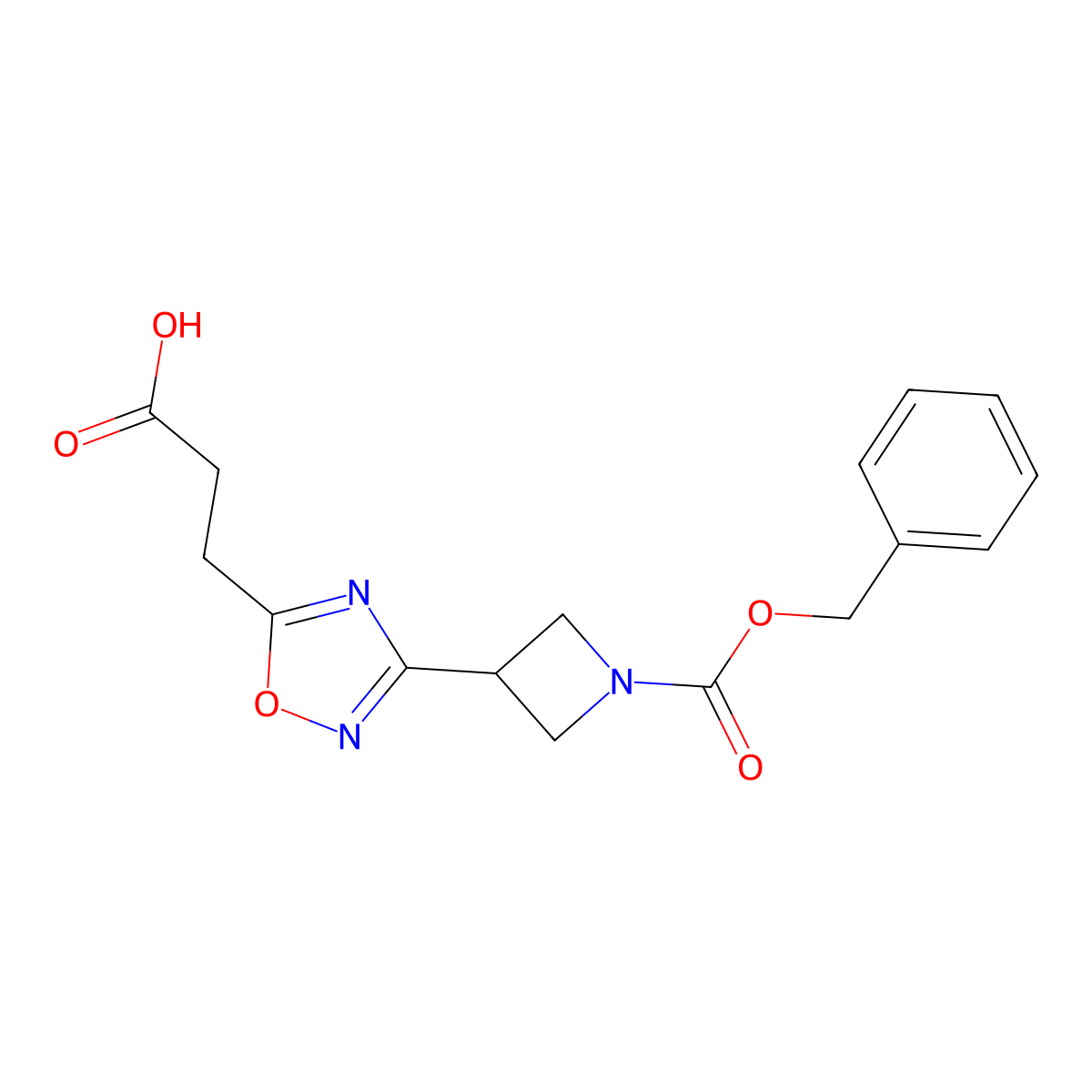 3-(3-{1-[(Benzyloxy)carbonyl]azetidin-3-yl}-1,2,4-oxadiazol-5-yl)propanoic acid molecular structure, CAS 2639416-54-7