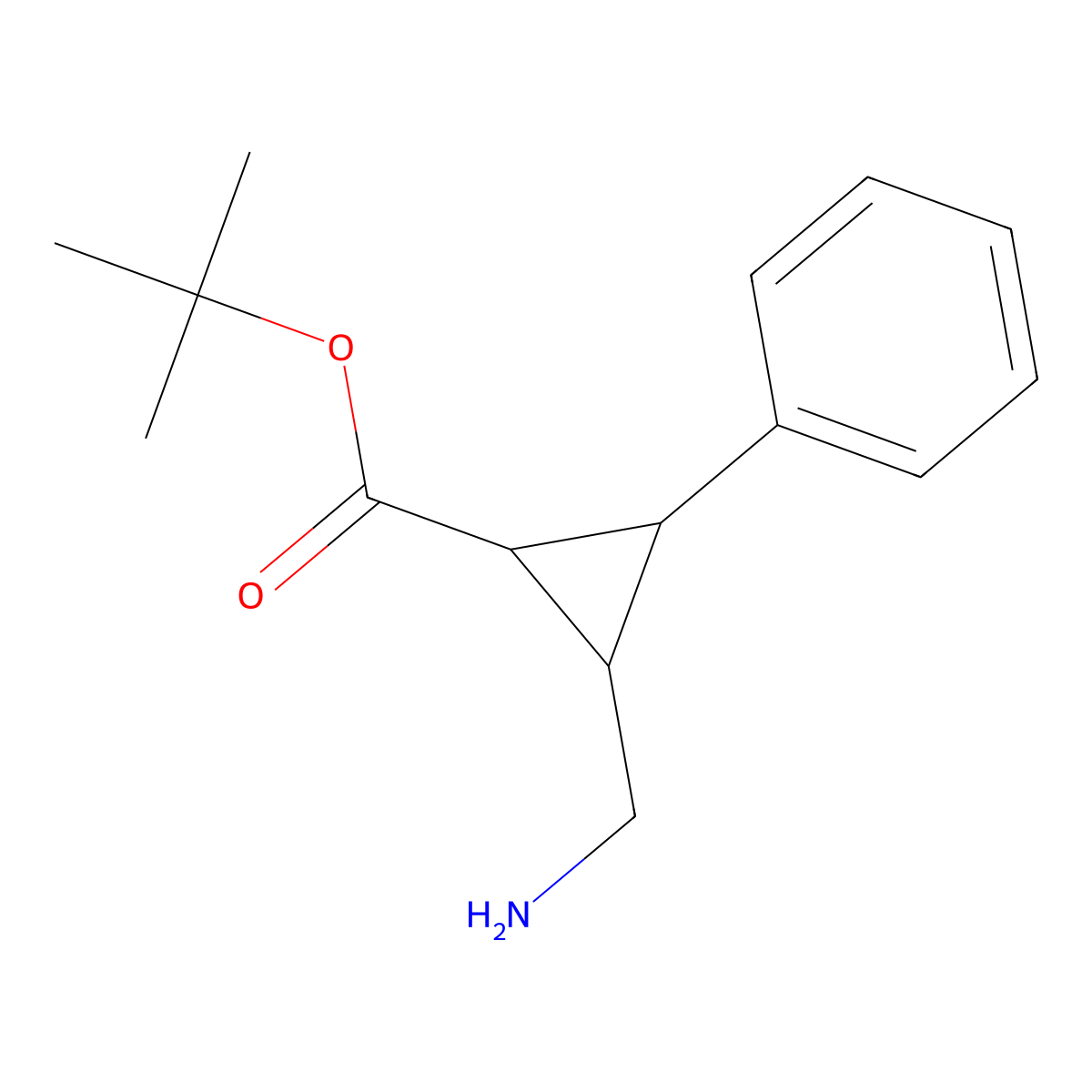 Tert-butyl 2-(aminomethyl)-3-phenylcyclopropane-1-carboxylate molecular structure, CAS 2639416-62-7