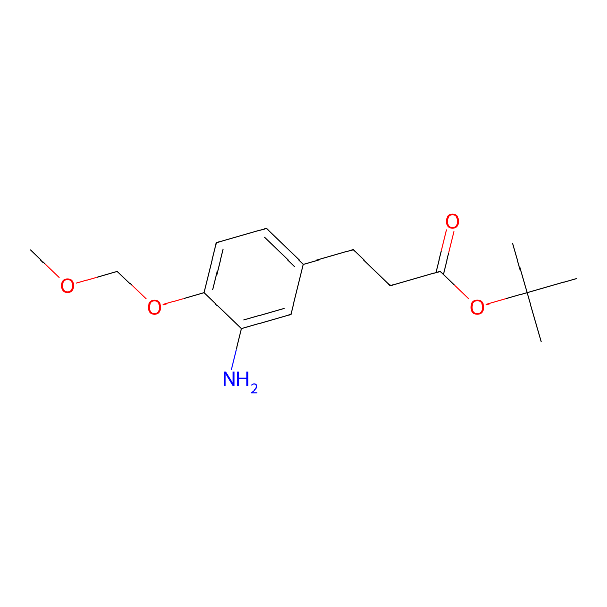 Tert-butyl 3-[3-amino-4-(methoxymethoxy)phenyl]propanoate molecular structure, CAS 2639416-65-0