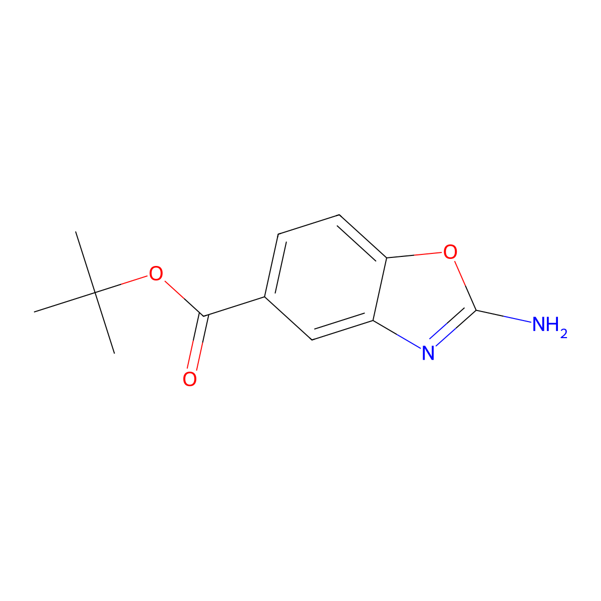 Tert-butyl 2-amino-1,3-benzoxazole-5-carboxylate molecular structure, CAS 2639416-67-2