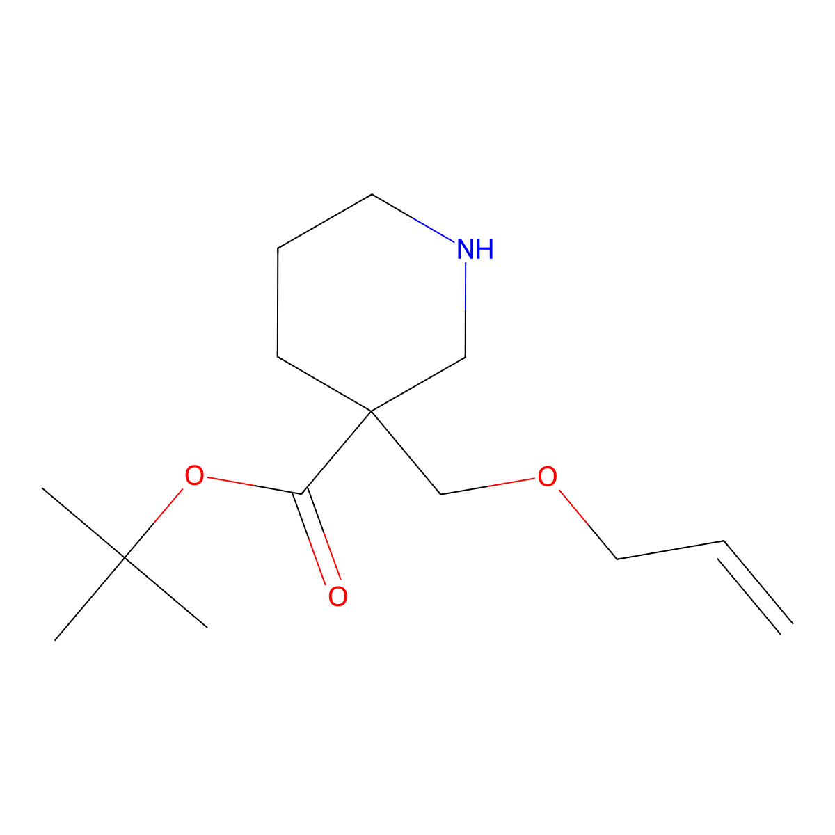 Tert-butyl 3-[(prop-2-en-1-yloxy)methyl]piperidine-3-carboxylate molecular structure, CAS 2639416-76-3