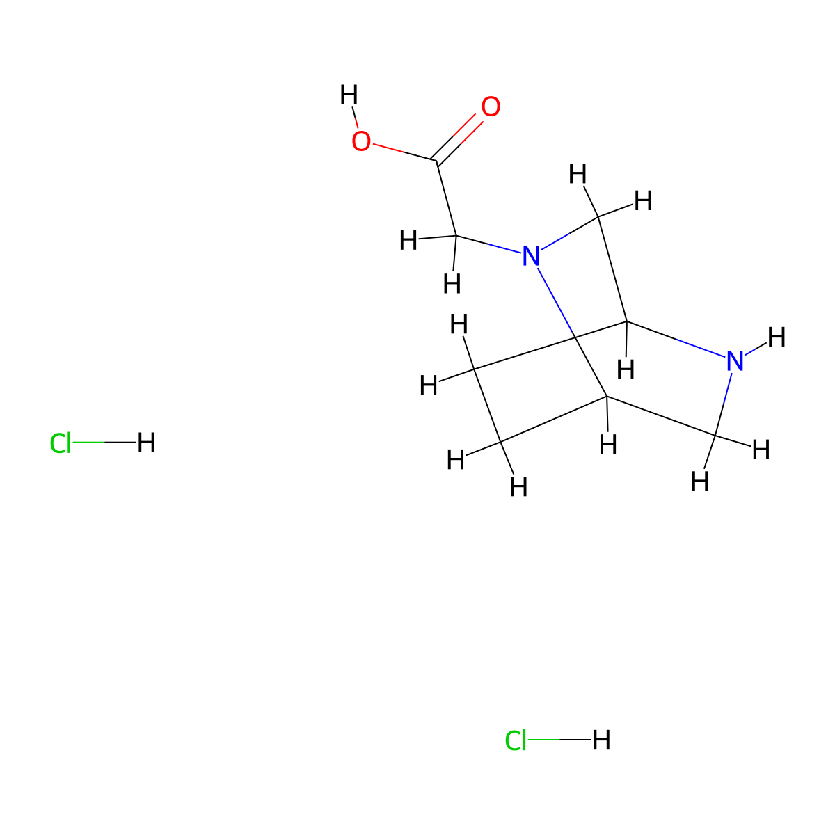 2-{2,5-Diazabicyclo[2.2.2]octan-2-yl}aceticaciddihydrochloride molecular structure, CAS 2639416-81-0