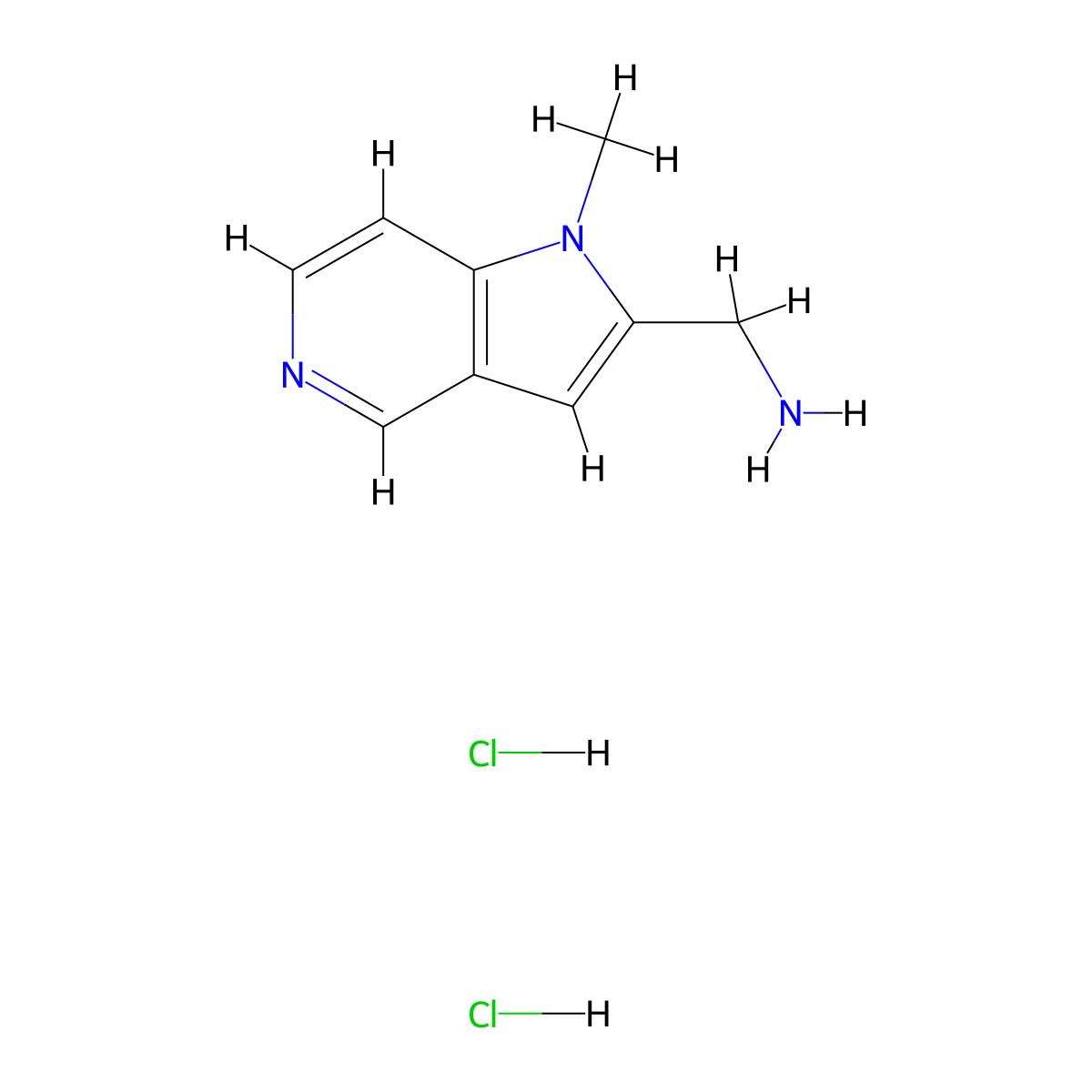 1-{1-methyl-1H-pyrrolo[3,2-c]pyridin-2-yl}methanamine dihydrochloride molecular structure, CAS 2639417-00-6