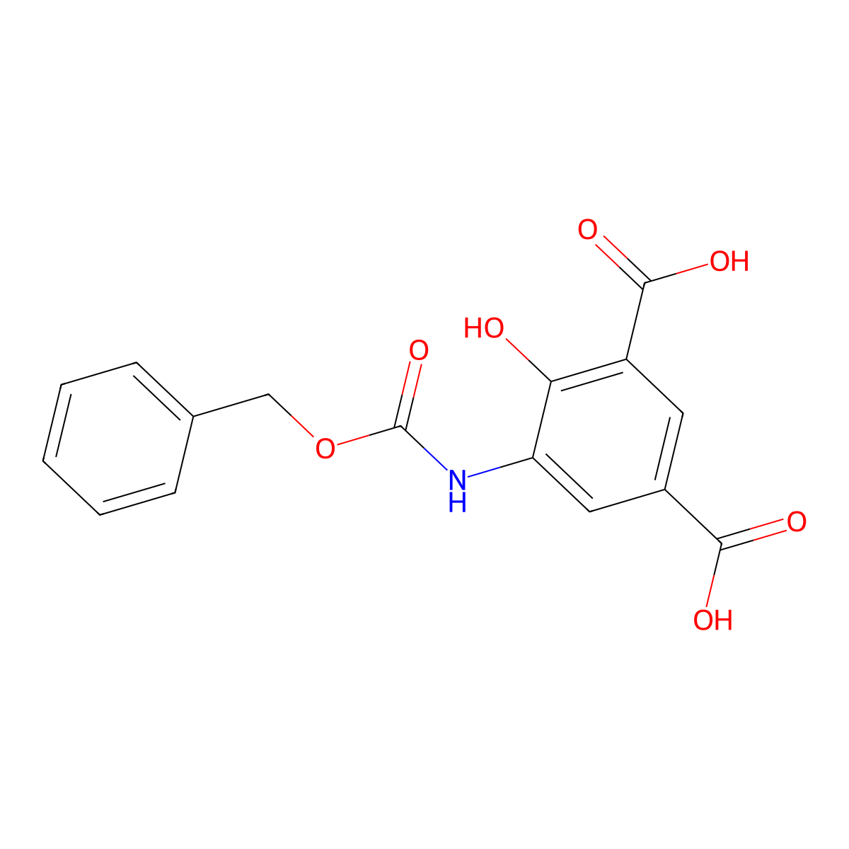 5-{[(Benzyloxy)carbonyl]amino}-4-hydroxybenzene-1,3-dicarboxylic acid molecular structure, CAS 2639417-04-0