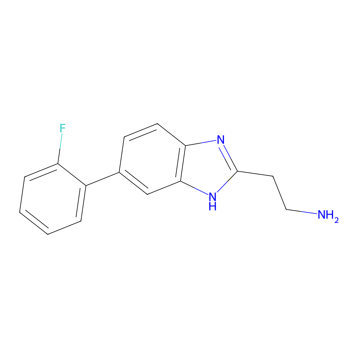 2-[5-(2-fluorophenyl)-1H-1,3-benzodiazol-2-yl]ethan-1-amine molecular structure, CAS 2639417-07-3