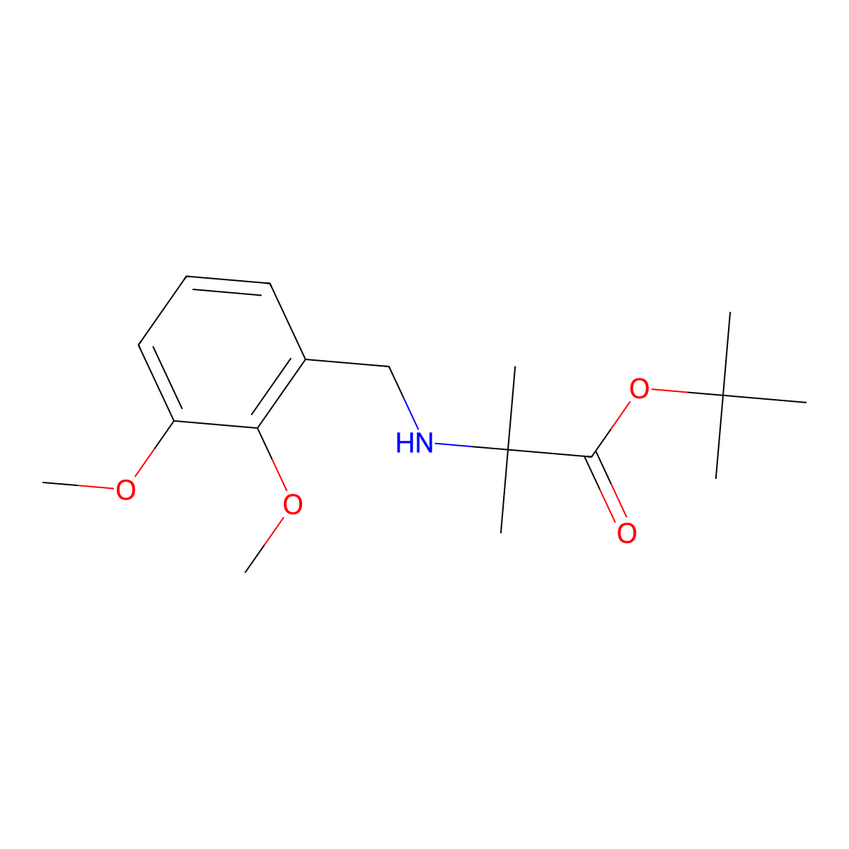 Tert-butyl 2-{[(2,3-dimethoxyphenyl)methyl]amino}-2-methylpropanoate molecular structure, CAS 2639417-08-4