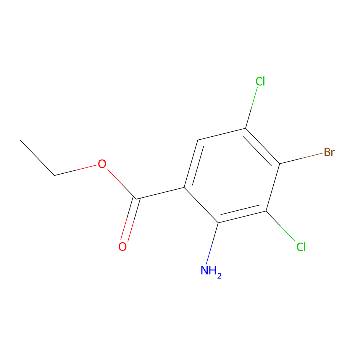Ethyl 2-amino-4-bromo-3,5-dichlorobenzoate molecular structure, CAS 2639417-19-7