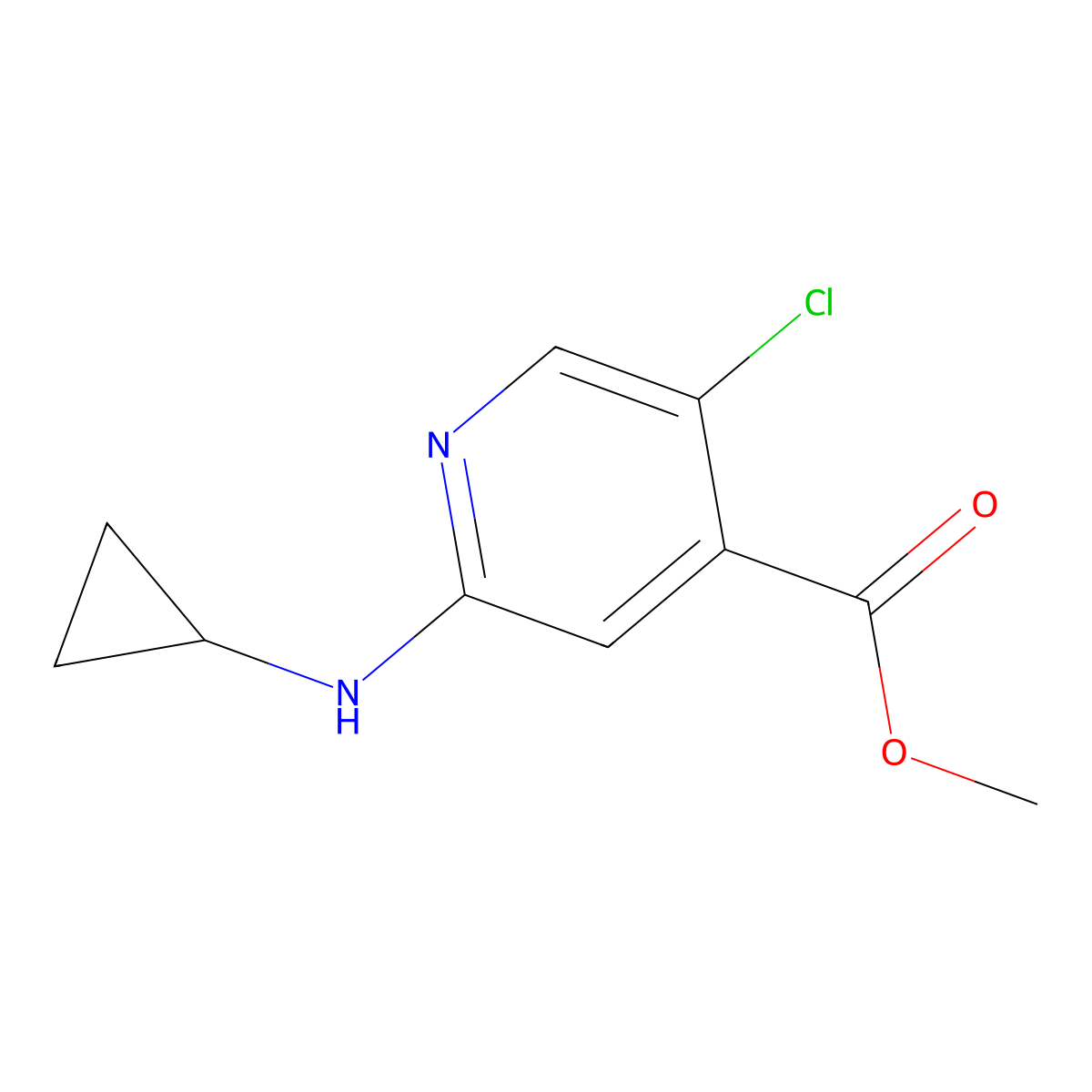 Methyl 5-chloro-2-(cyclopropylamino)pyridine-4-carboxylate molecular structure, CAS 2639417-28-8