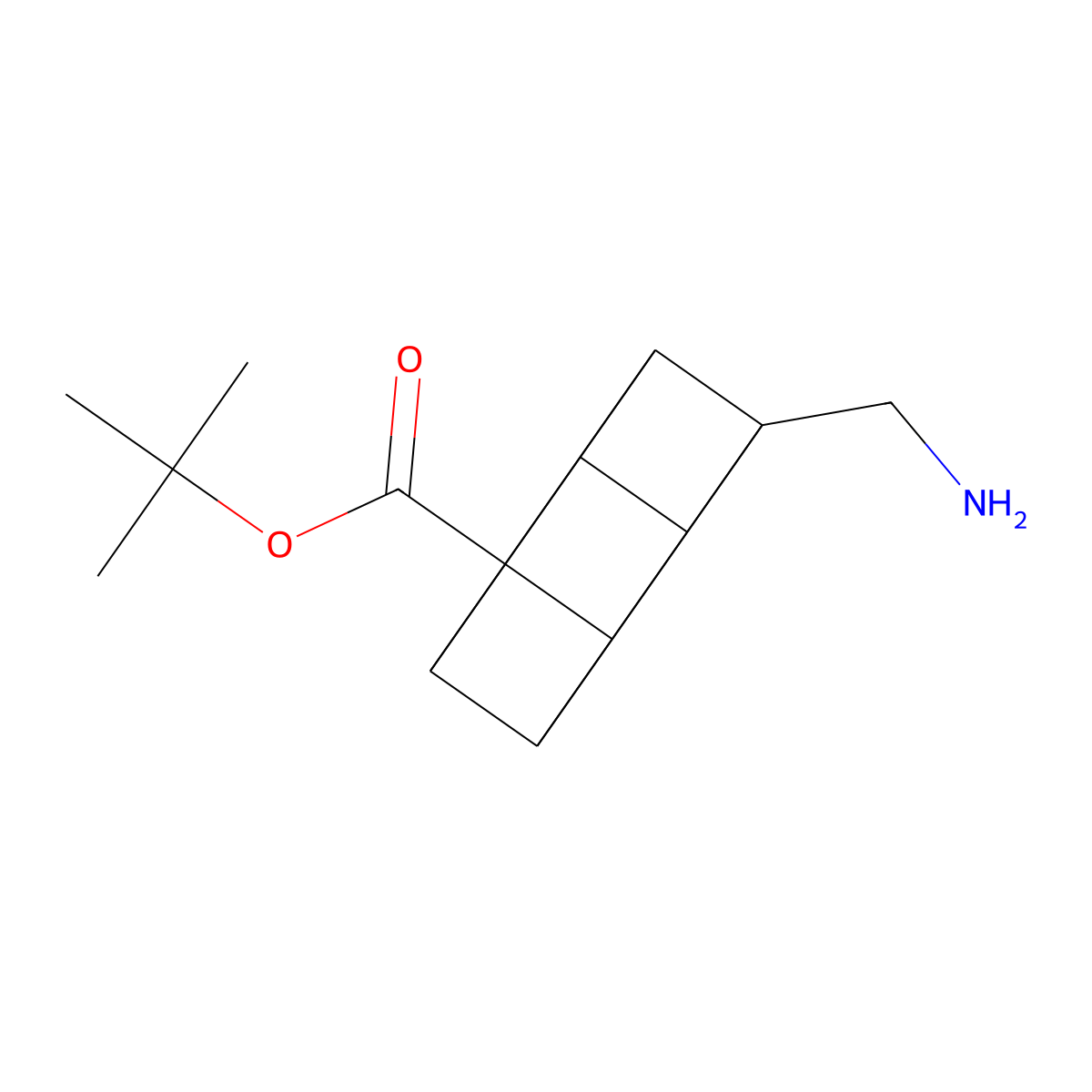 Tert-butyl 8-(aminomethyl)cubane-1-carboxylate molecular structure, CAS 2639417-32-4