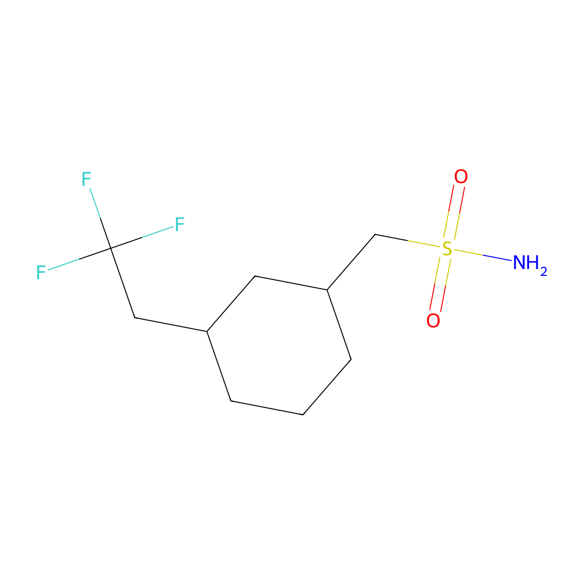 [3-(2,2,2-Trifluoroethyl)cyclohexyl]methanesulfonamide molecular structure, CAS 2639417-37-9