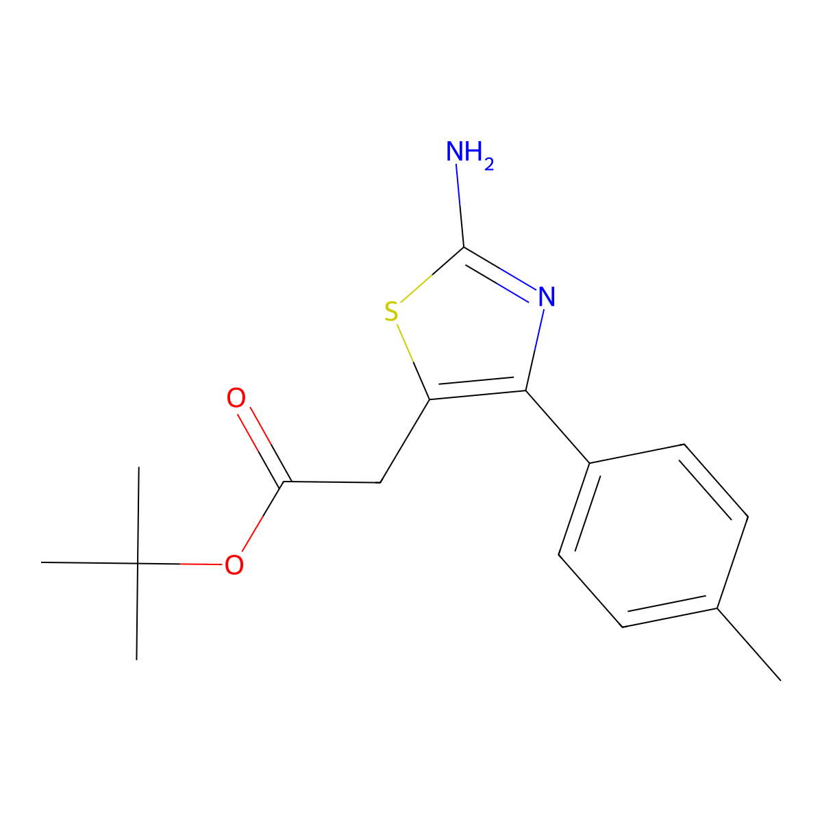Tert-butyl 2-[2-amino-4-(4-methylphenyl)-1,3-thiazol-5-yl]acetate molecular structure, CAS 2639417-58-4