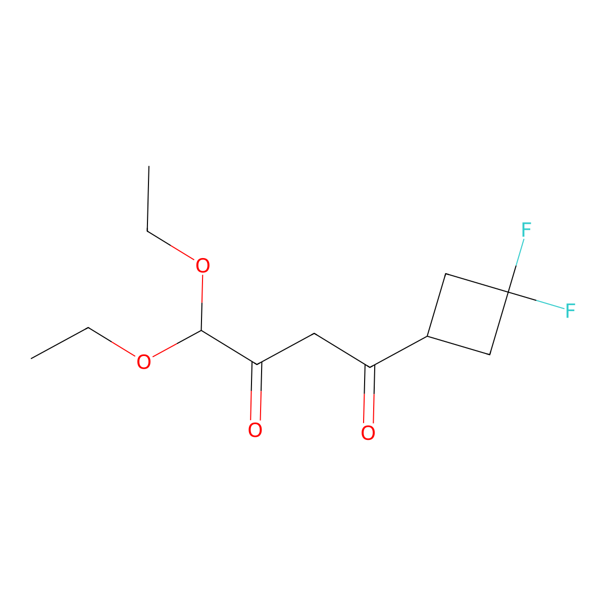 1-(3,3-Difluorocyclobutyl)-4,4-diethoxybutane-1,3-dione molecular structure, CAS 2639417-63-1