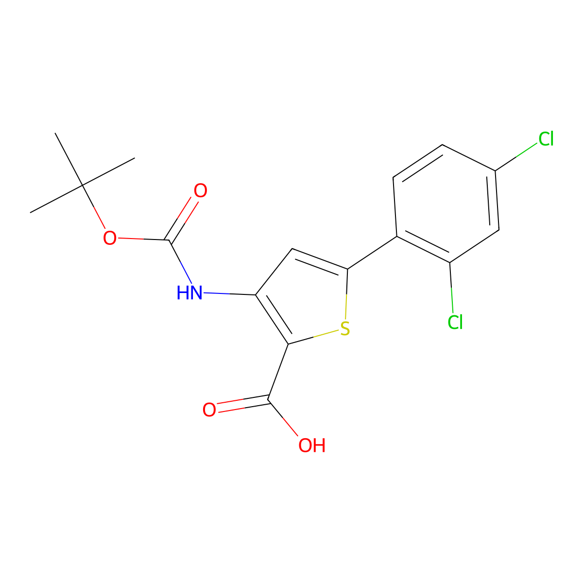 3-{[(Tert-butoxy)carbonyl]amino}-5-(2,4-dichlorophenyl)thiophene-2-carboxylic acid molecular structure, CAS 2639417-67-5
