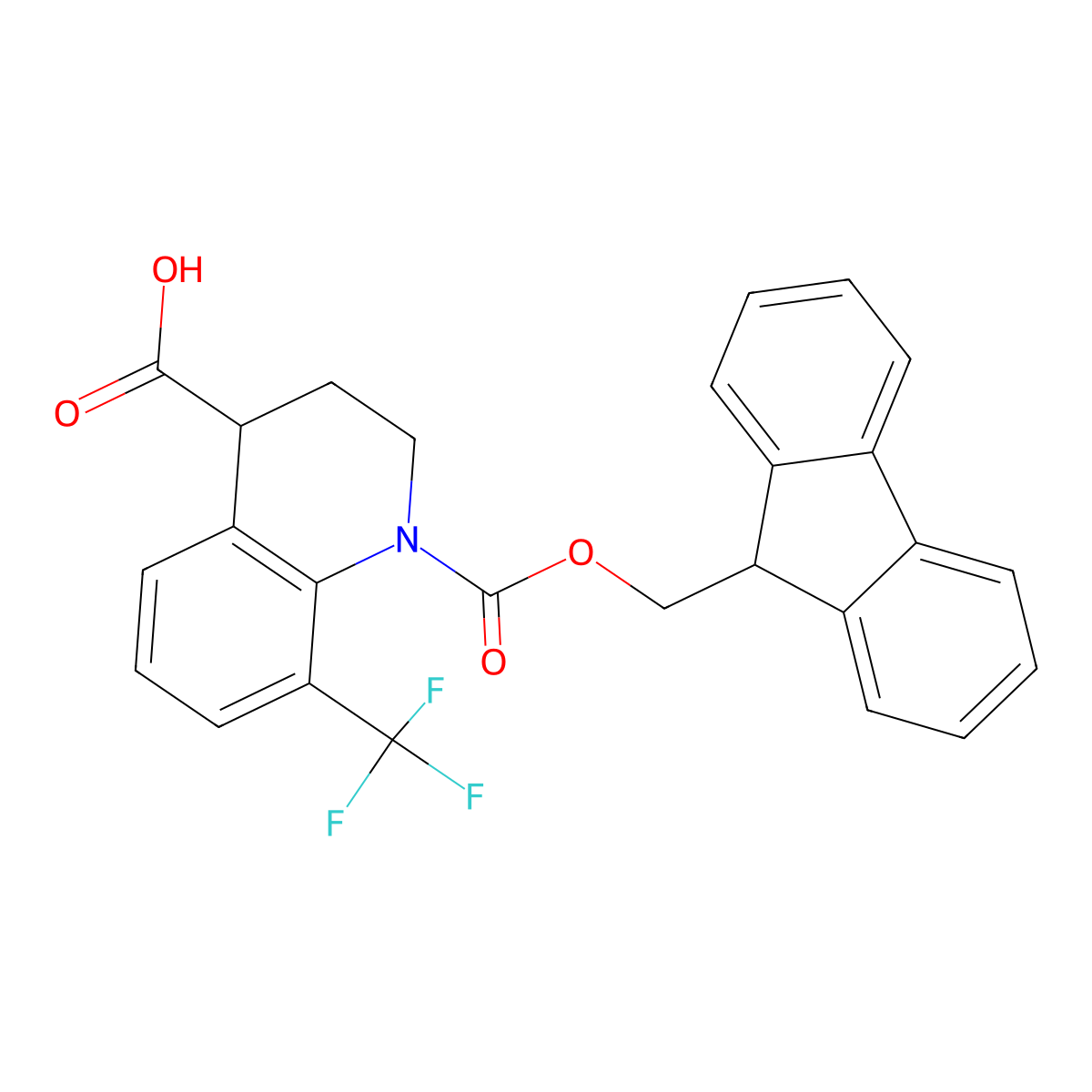 1-{[(9H-fluoren-9-yl)methoxy]carbonyl}-8-(trifluoromethyl)-1,2,3,4-tetrahydroquinoline-4-carboxylic acid molecular structure, CAS 2639417-68-6