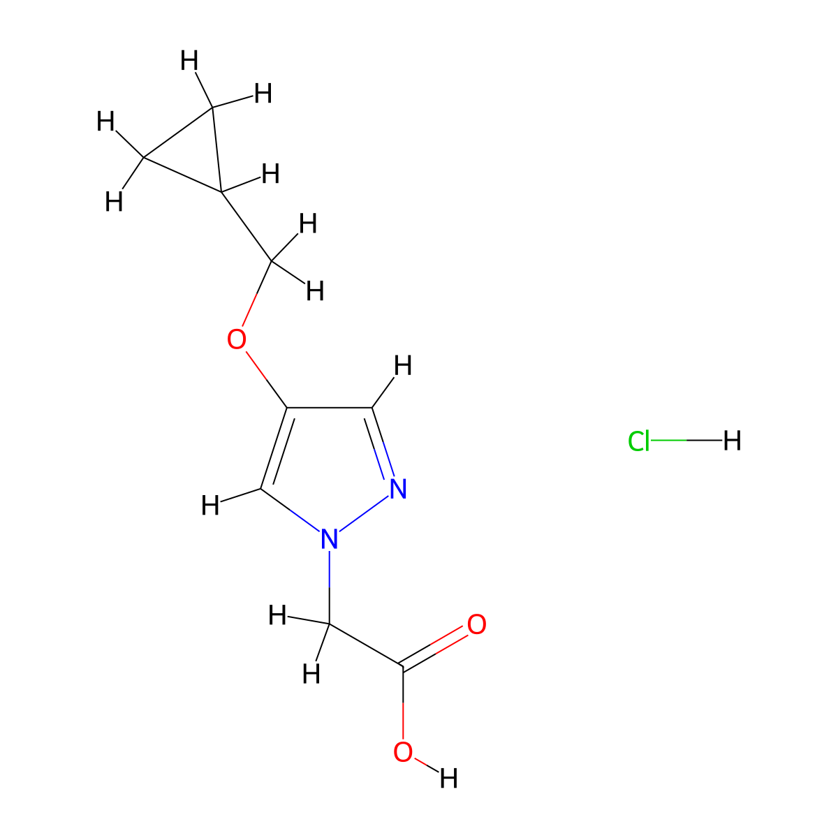 2-[4-(cyclopropylmethoxy)-1H-pyrazol-1-yl]acetic acid hydrochloride molecular structure, CAS 2639417-72-2