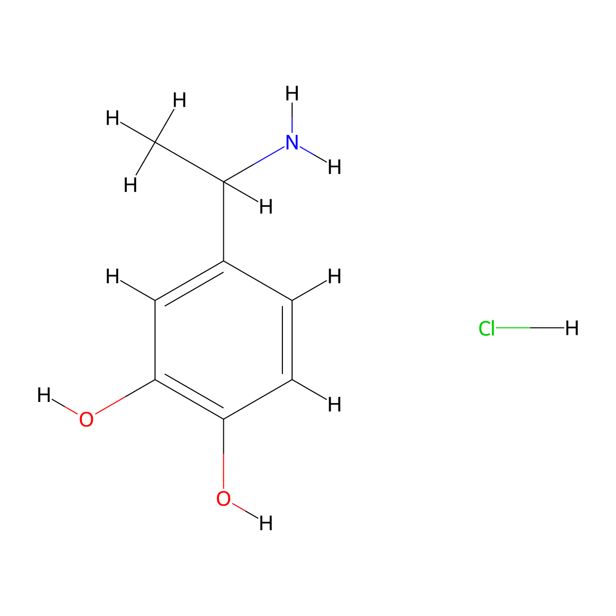 4-(1-Aminoethyl)benzene-1,2-diol hydrochloride molecular structure, CAS 2639417-74-4