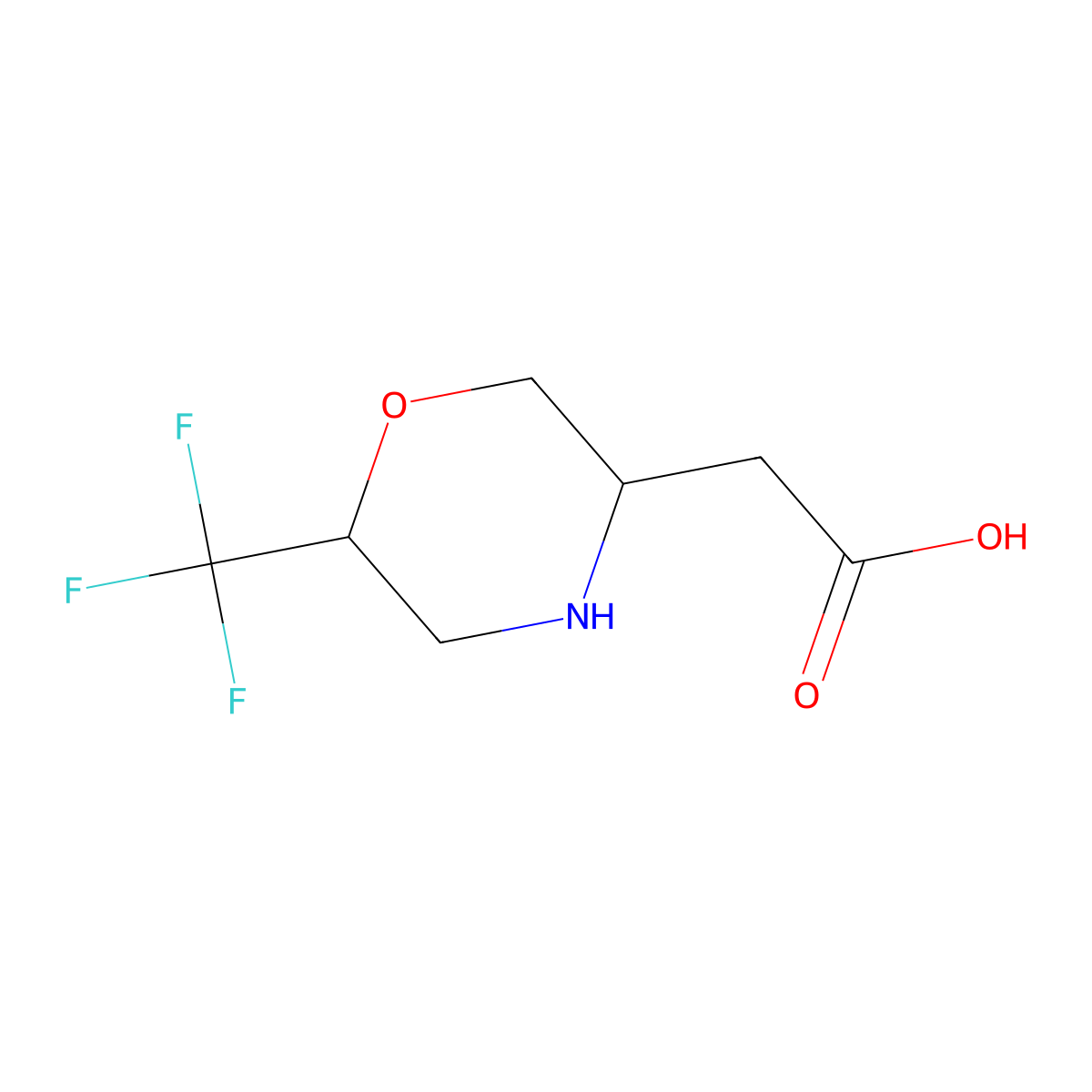 2-[6-(Trifluoromethyl)morpholin-3-yl]acetic acid molecular structure, CAS 2639417-79-9
