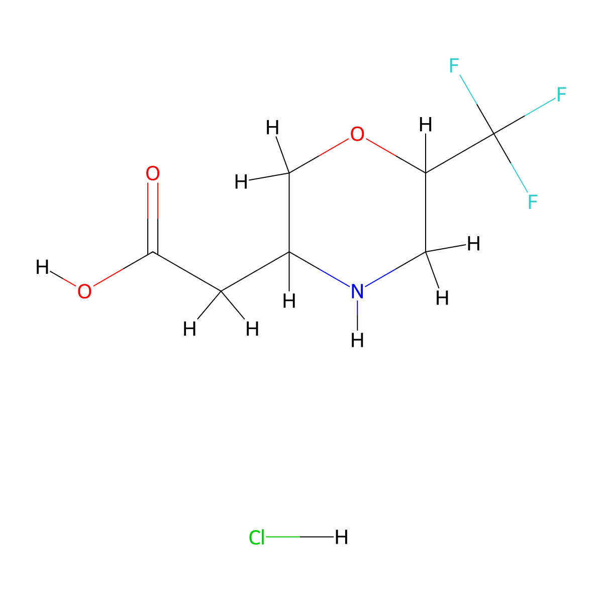2-[6-(Trifluoromethyl)morpholin-3-yl]aceticacidhydrochloride molecular structure, CAS 2639417-80-2