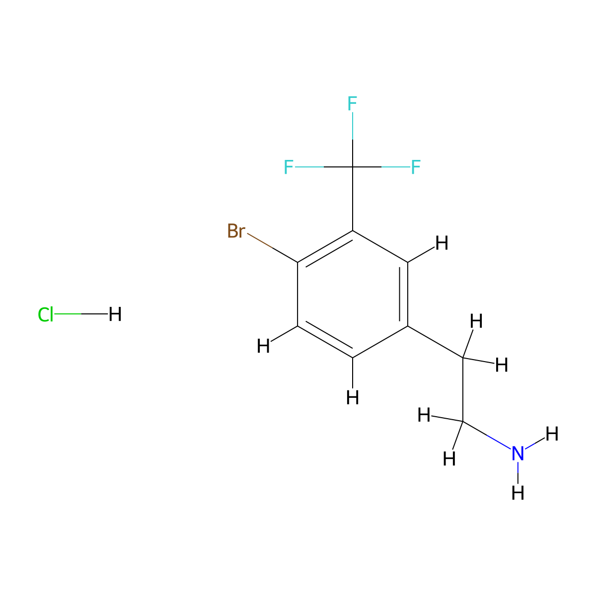 2-[4-Bromo-3-(trifluoromethyl)phenyl]ethan-1-amine hydrochloride molecular structure, CAS 2639417-88-0