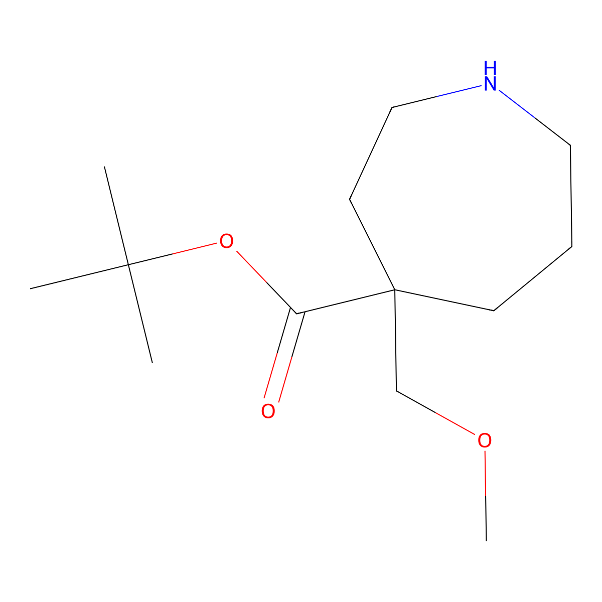 Tert-butyl 4-(methoxymethyl)azepane-4-carboxylate molecular structure, CAS 2639417-89-1