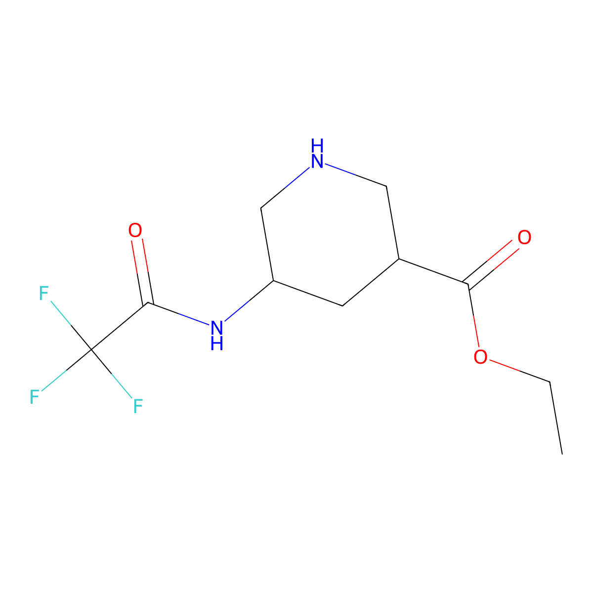 Ethyl 5-(2,2,2-trifluoroacetamido)piperidine-3-carboxylate molecular structure, CAS 2639417-96-0