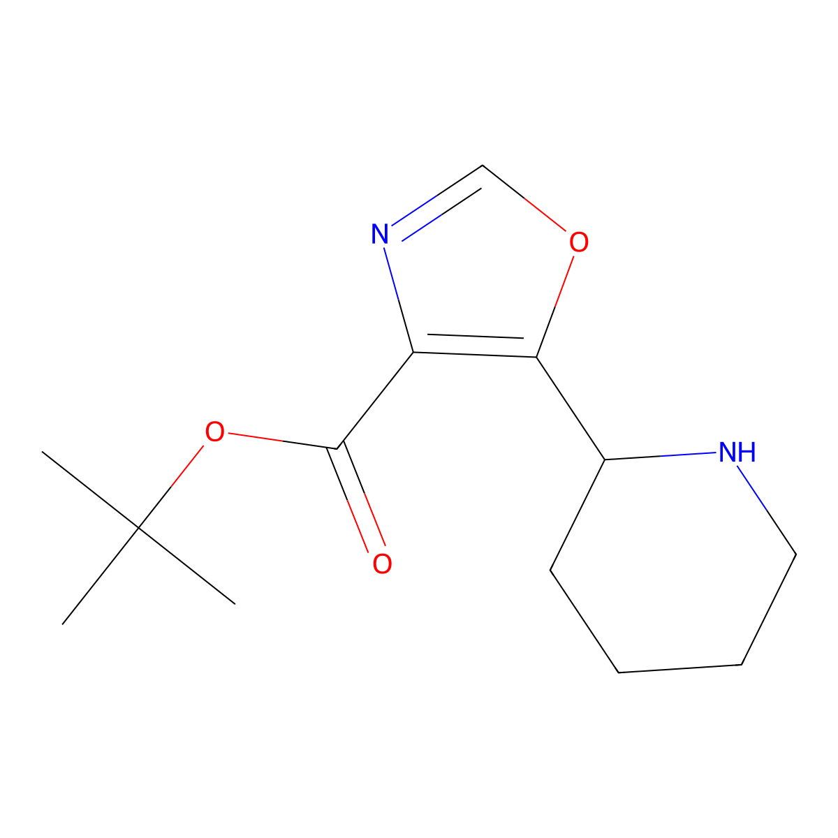 Tert-butyl 5-(piperidin-2-yl)-1,3-oxazole-4-carboxylate molecular structure, CAS 2639417-99-3