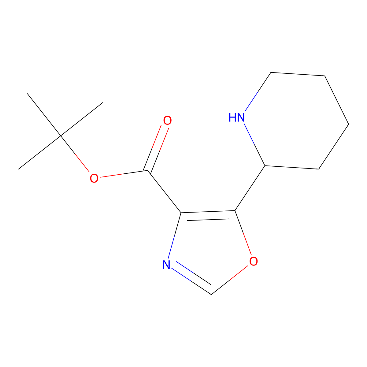 Tert-butyl 5-(piperidin-2-yl)-1,3-oxazole-4-carboxylate molecular structure, CAS 2639417-99-3