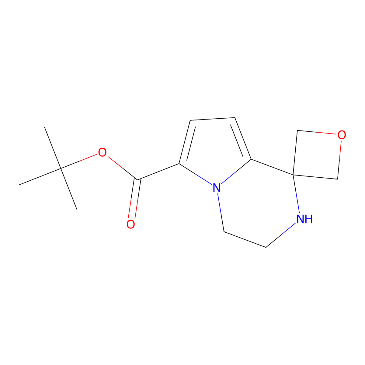 tert-butyl 3',4'-dihydro-2'H-spiro[oxetane-3,1'-pyrrolo[1,2-a]pyrazine]-6'-carboxylate molecular structure, CAS 2639418-03-2